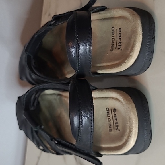 Earth Origins Savoy Sheva Black Leather Closed Toe Strappy Sandals 8W Boho Comfy - Picture 5 of 11